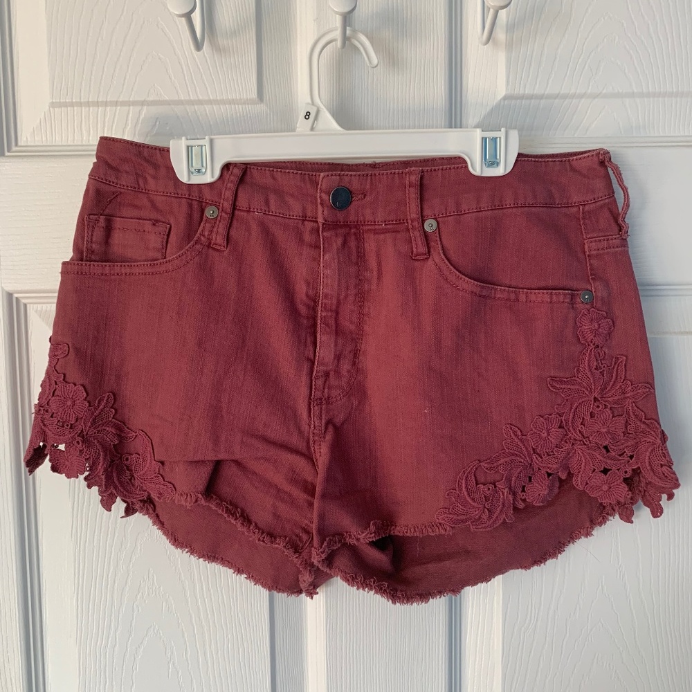 Maroon High Rise Shorts